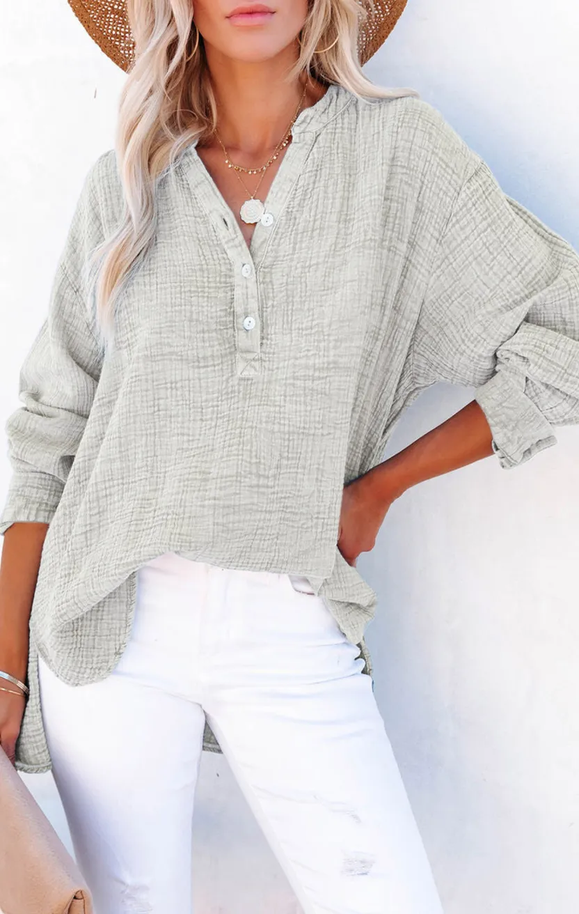 Buttoned Long Sleeve Blouse