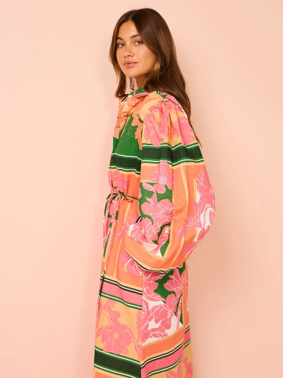 By Nicola Sail Away Maxi Billow Sleeve Dress in Rio Floral