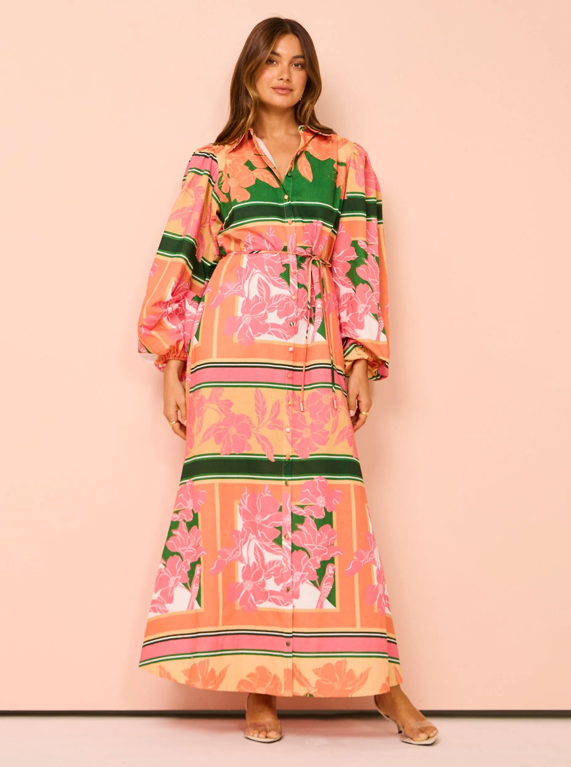 By Nicola Sail Away Maxi Billow Sleeve Dress in Rio Floral