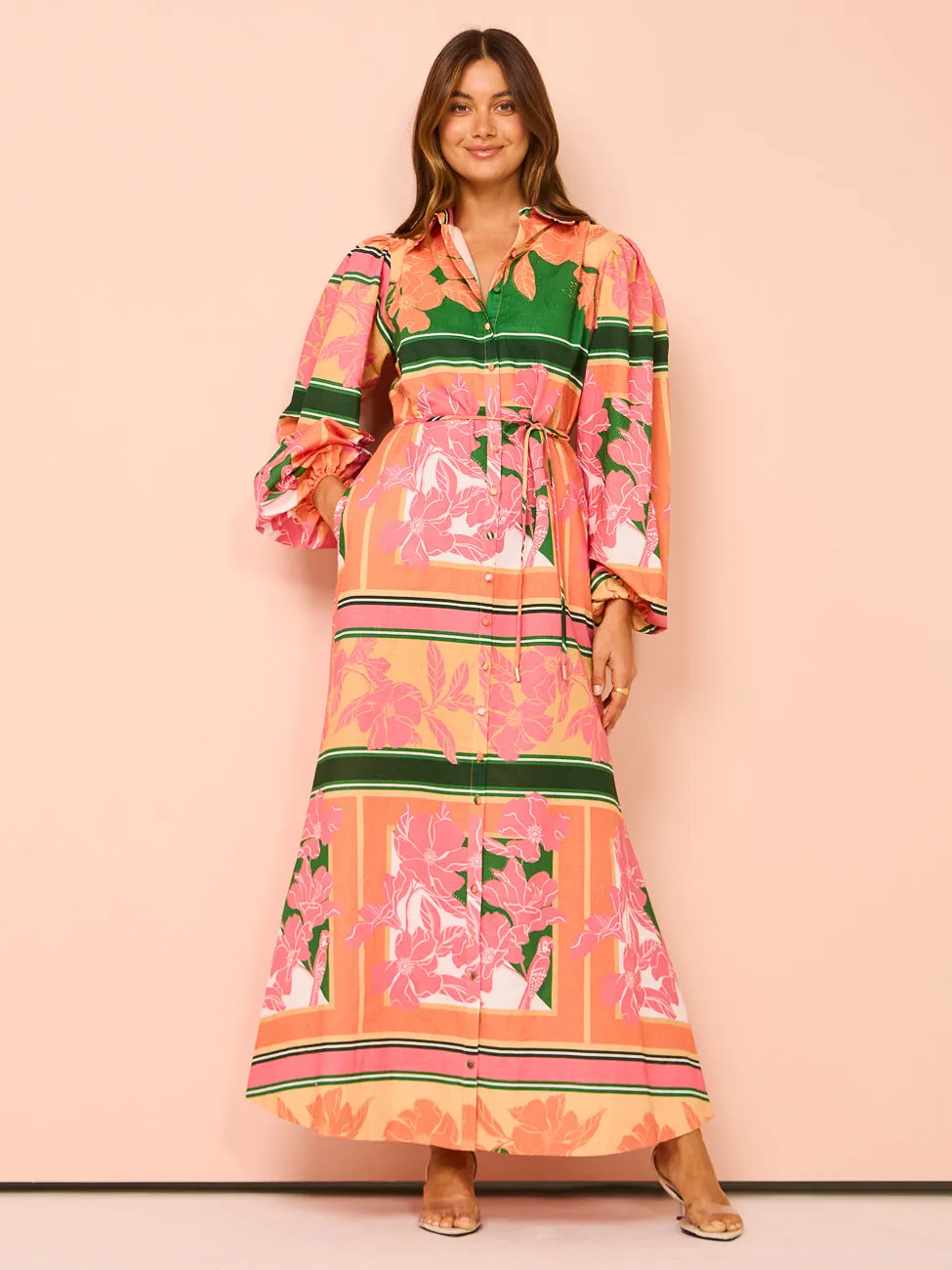 By Nicola Sail Away Maxi Billow Sleeve Dress in Rio Floral