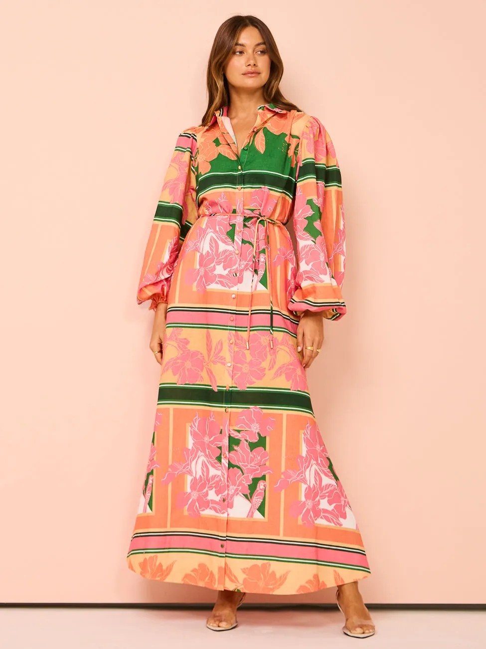 By Nicola Sail Away Maxi Billow Sleeve Dress in Rio Floral