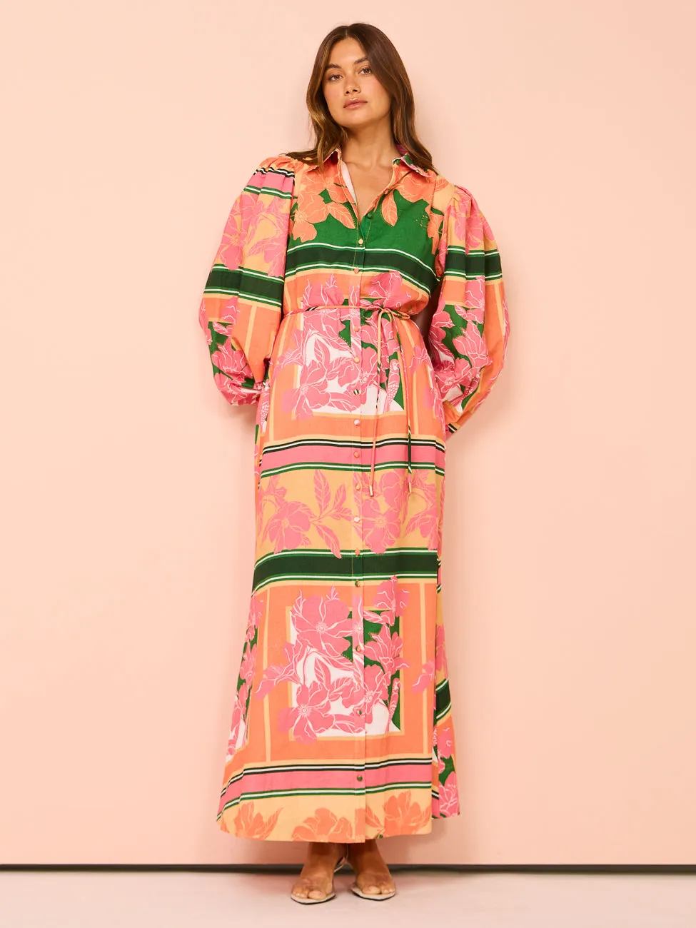 By Nicola Sail Away Maxi Billow Sleeve Dress in Rio Floral