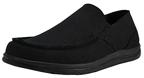 Canven Mens Canvas Shoes Slip On Loafers Deck Shoes Walking Lightweight Causal Slip-ons (Black, EU 41/US 8)