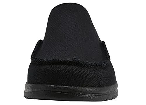 Canven Mens Canvas Shoes Slip On Loafers Deck Shoes Walking Lightweight Causal Slip-ons (Black, EU 41/US 8)