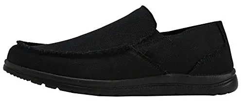 Canven Mens Canvas Shoes Slip On Loafers Deck Shoes Walking Lightweight Causal Slip-ons (Black, EU 41/US 8)