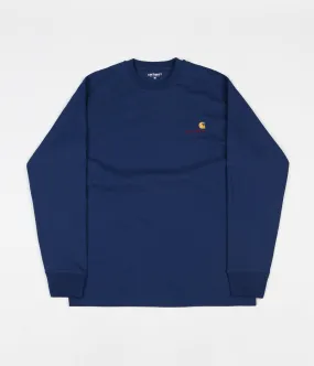 Carhartt American Script Long Sleeve T-Shirt - Metro Blue