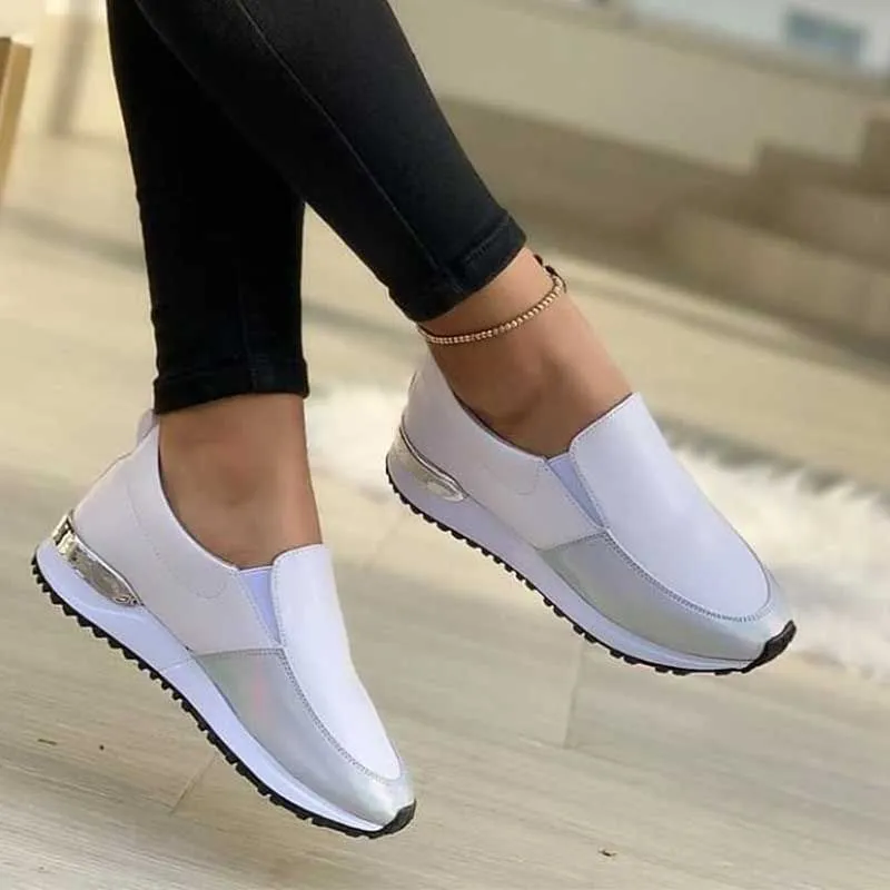 Casual Comfortable Women Sport Slip On Wedge Loafer Shoes Sneakers