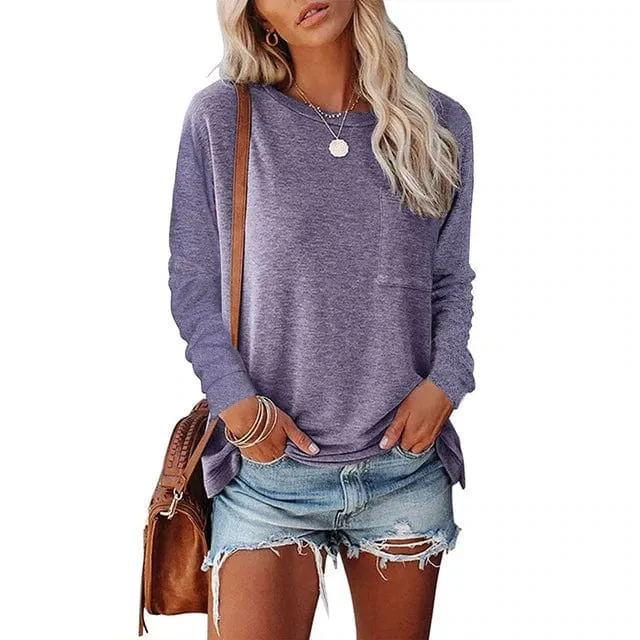 Casual Long Sleeve Shirt with Pocket