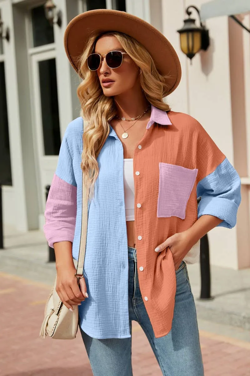 CASUAL V NECK LONG SLEEVED SHIRT_CWTSTL0800