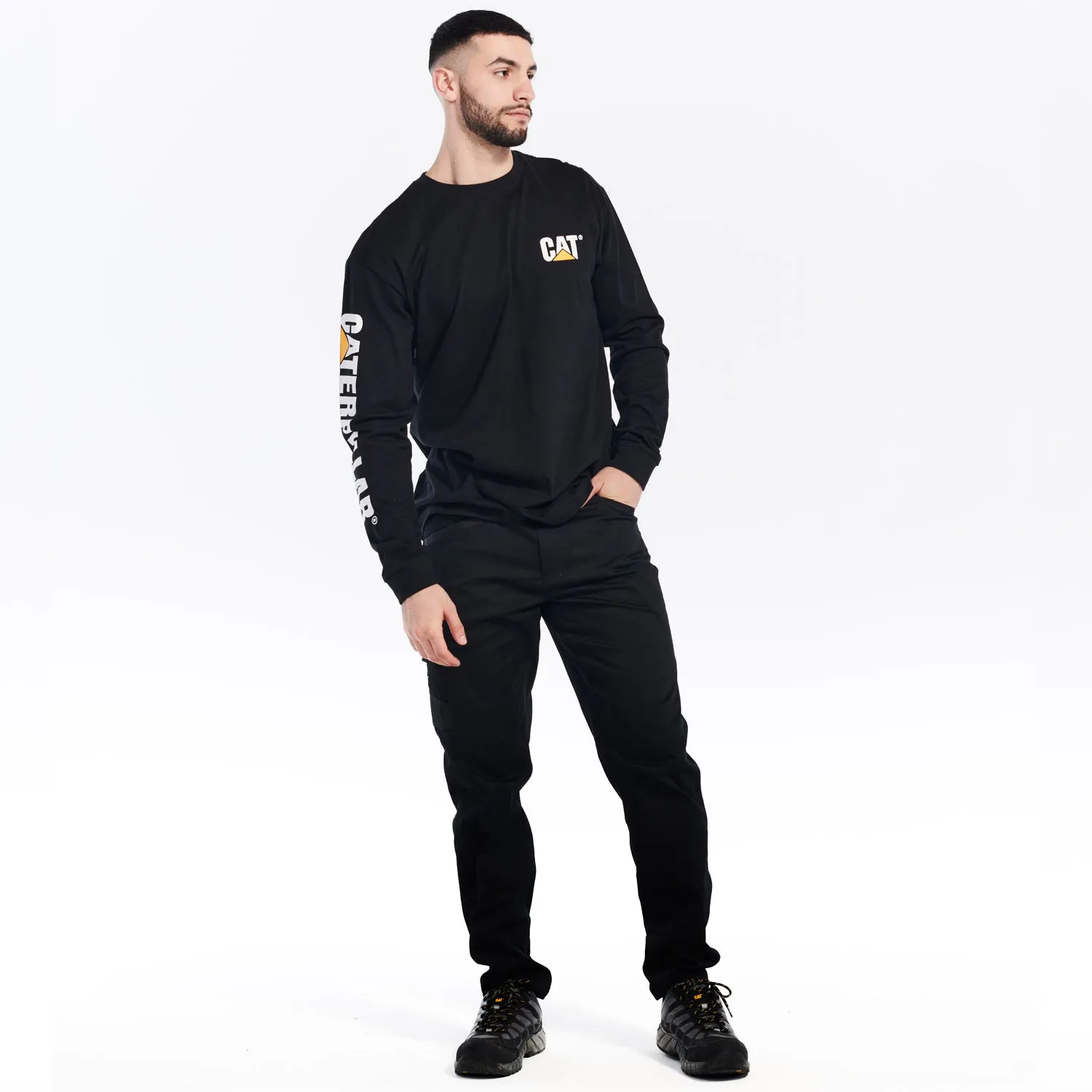 CAT Men's Trademark Banner Long Sleeve Tee