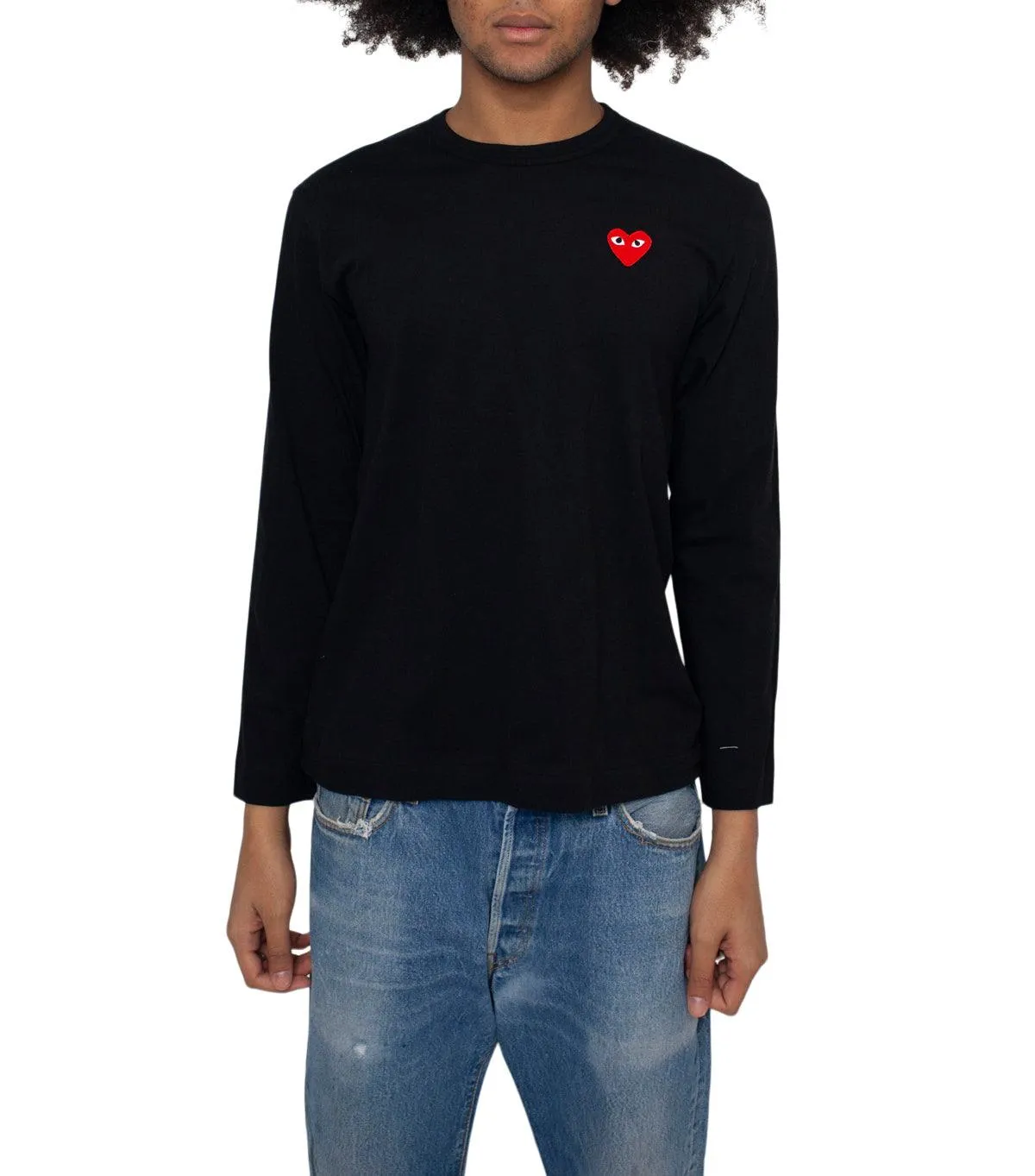 CdG PLAY Red Heart Long Sleeve T-Shirt Black