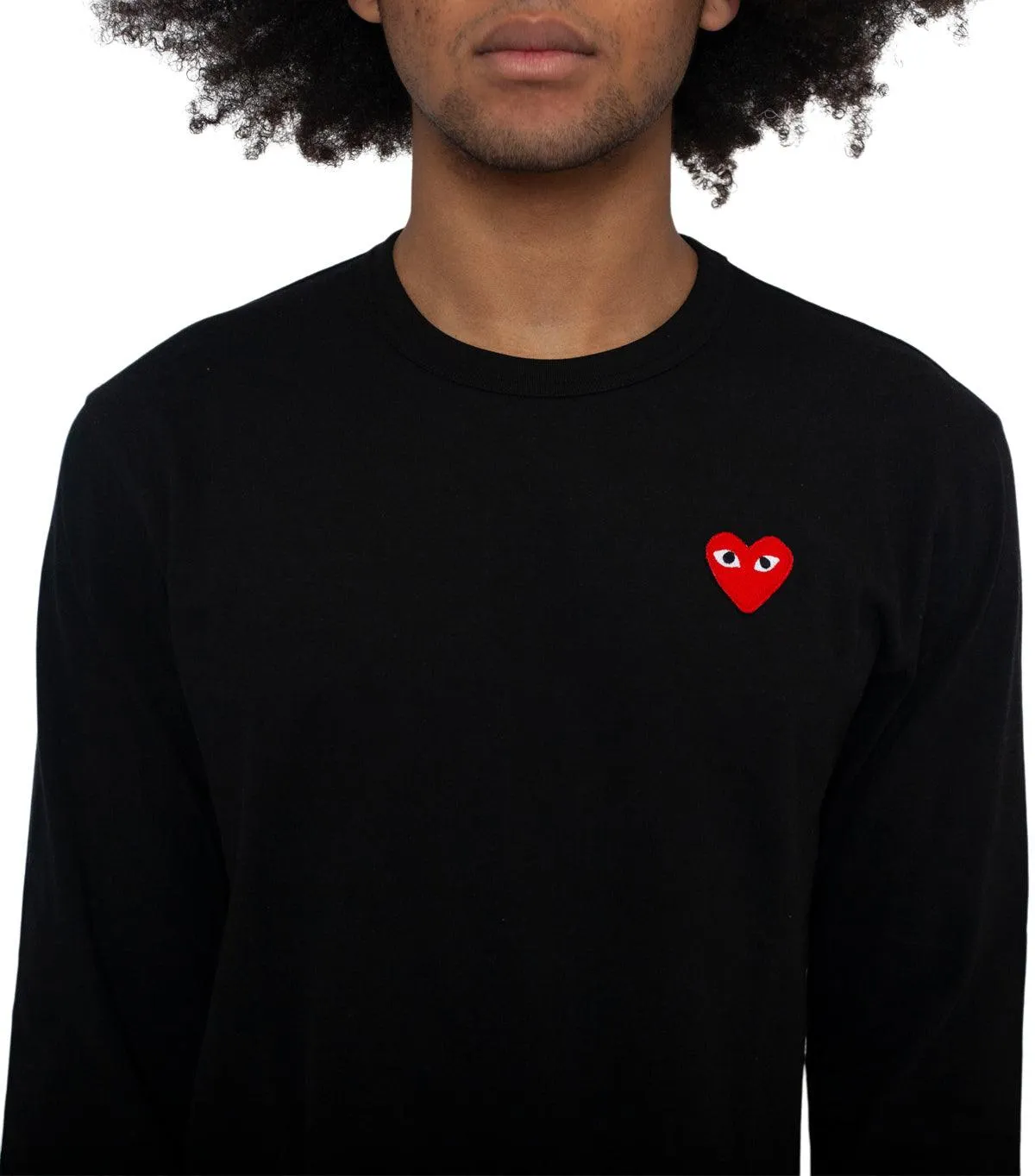 CdG PLAY Red Heart Long Sleeve T-Shirt Black