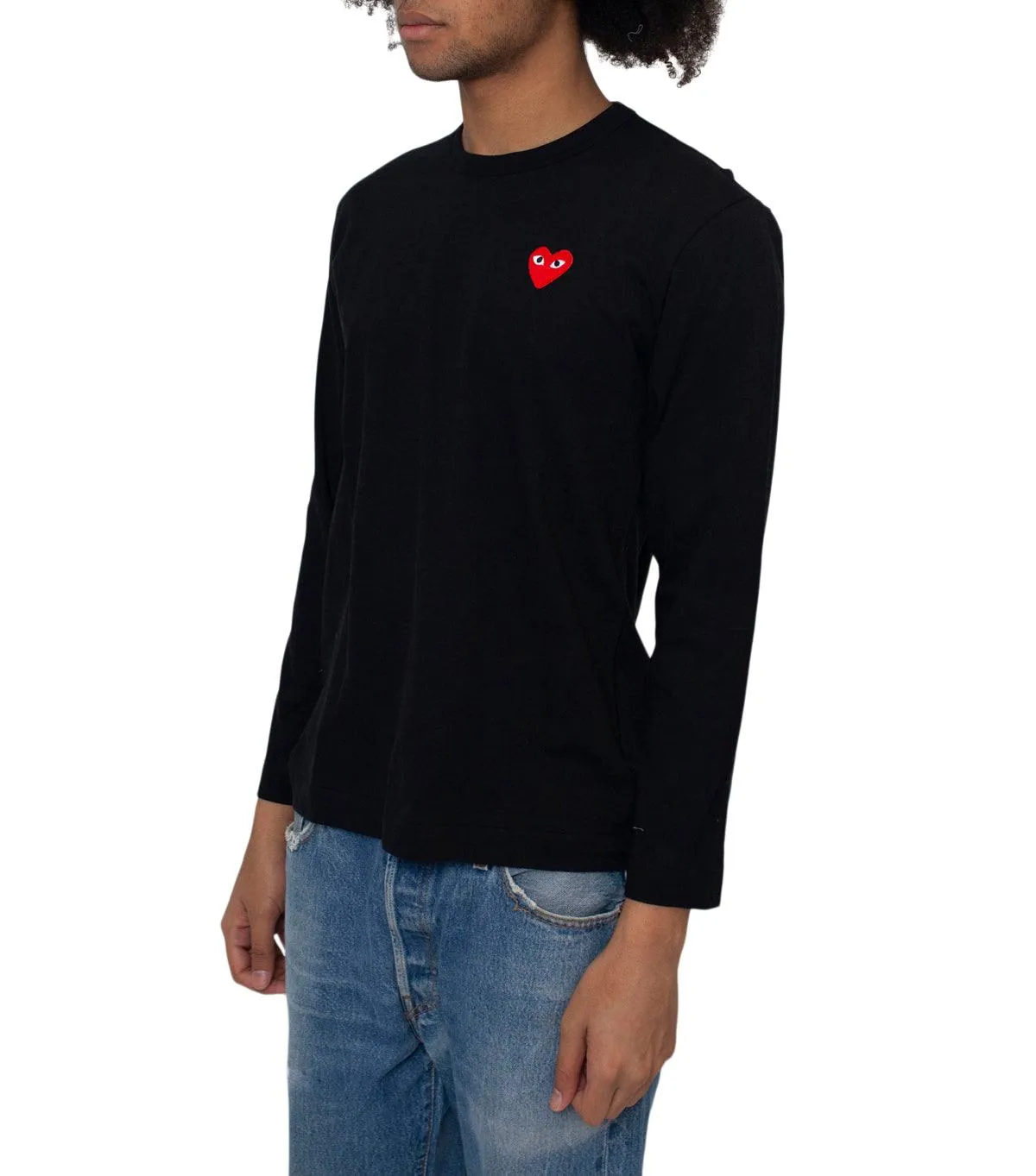 CdG PLAY Red Heart Long Sleeve T-Shirt Black