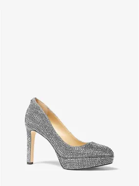 Chantal Embellished Glitter Chain-Mesh Platform Pump