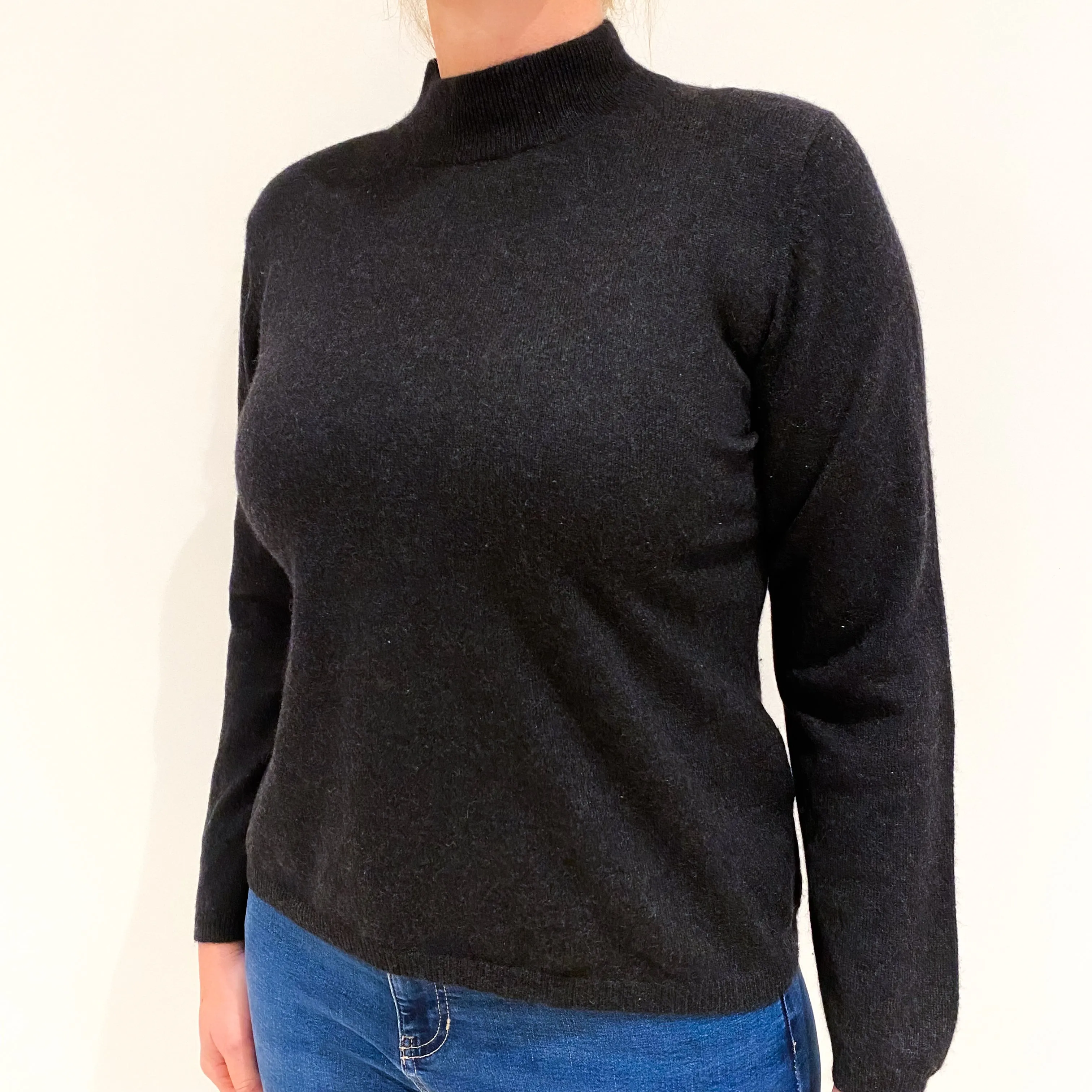 Charcoal Grey Cashmere Turtle Neck Jumper Large