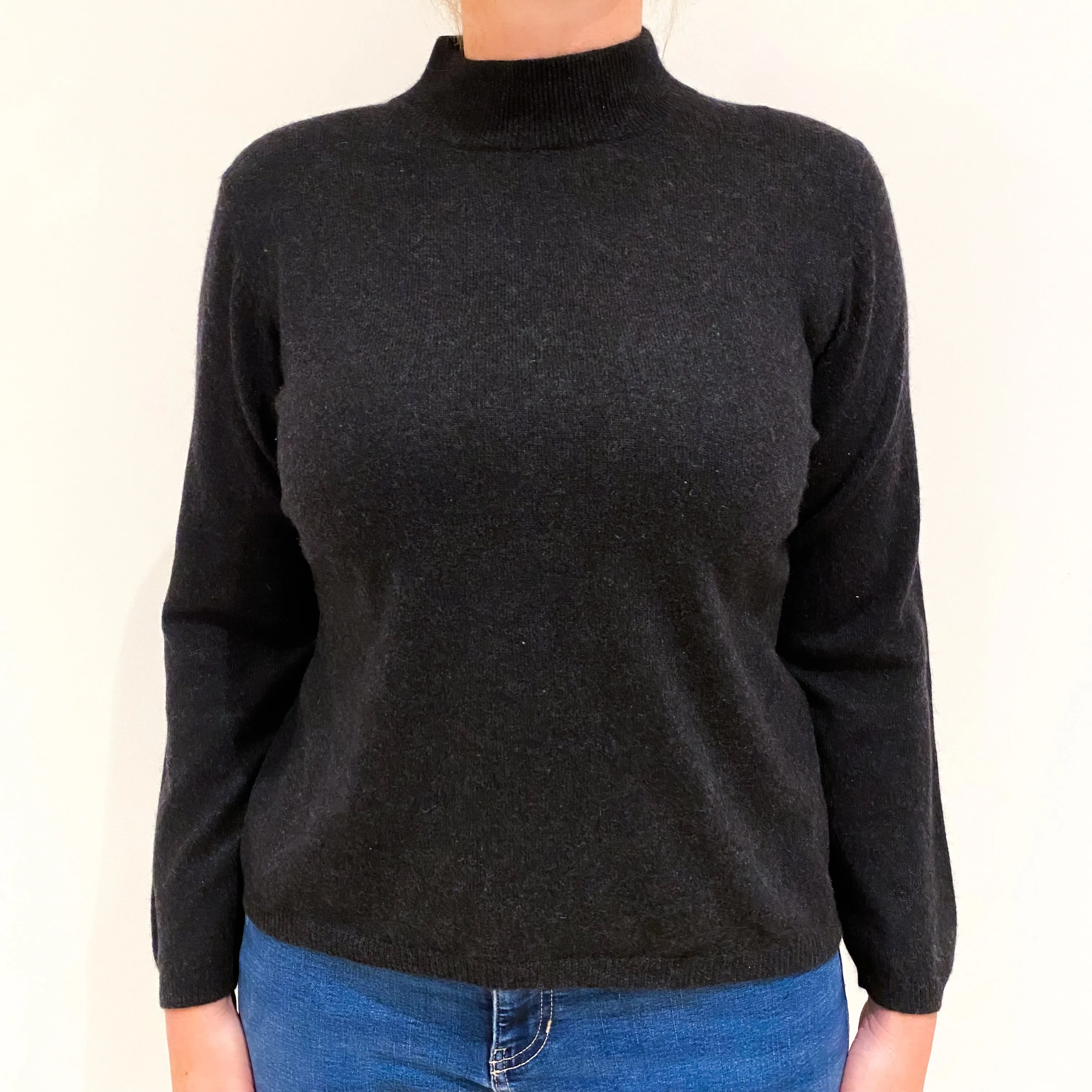 Charcoal Grey Cashmere Turtle Neck Jumper Large