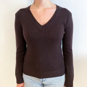 Chocolate Brown V-Neck Jumper Small