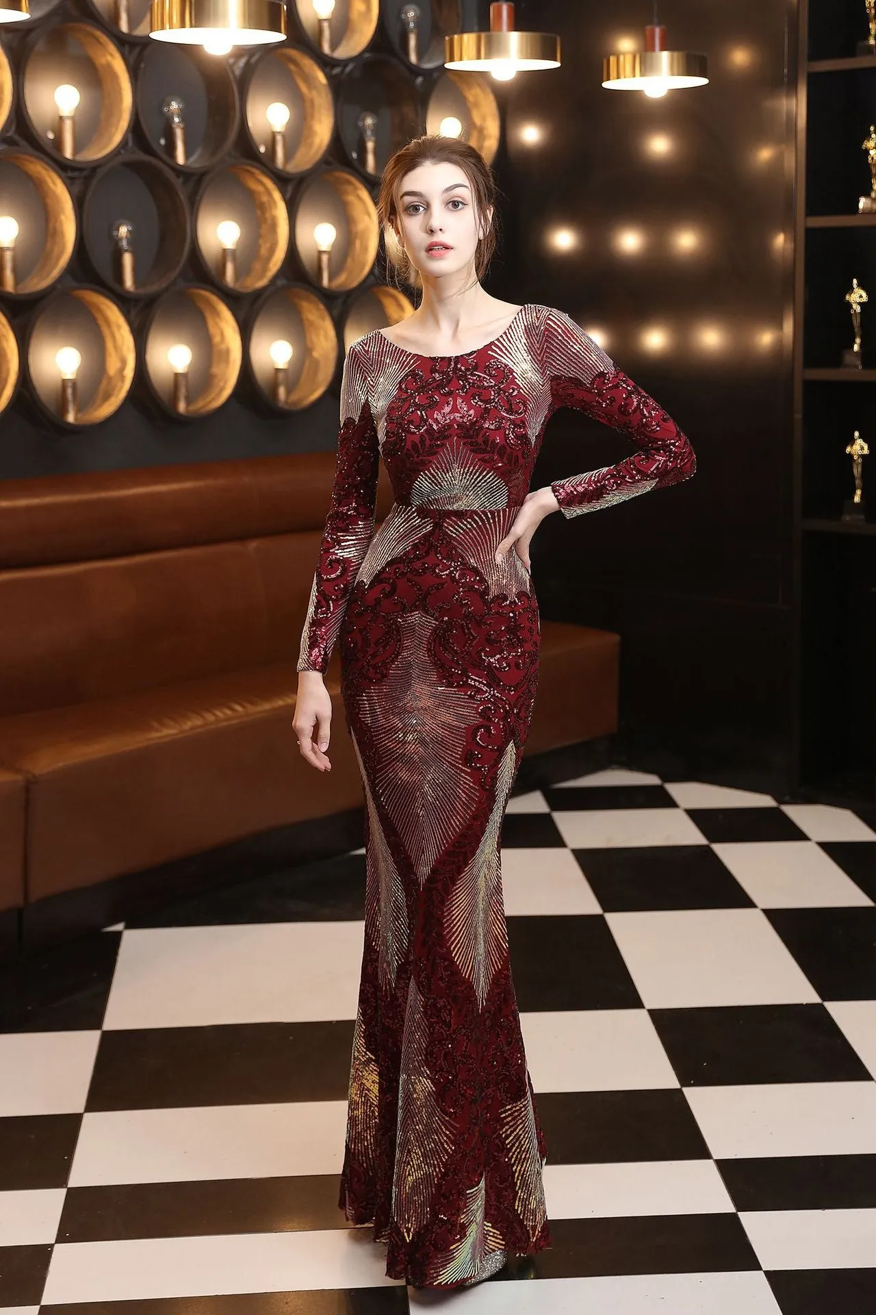 Clio-18197-Long Sequin Dress