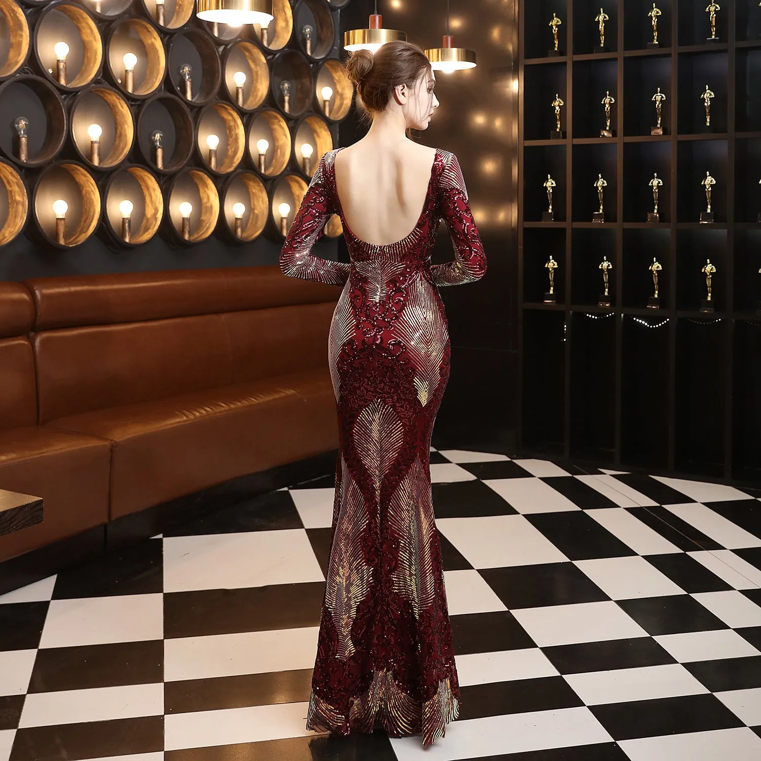 Clio-18197-Long Sequin Dress