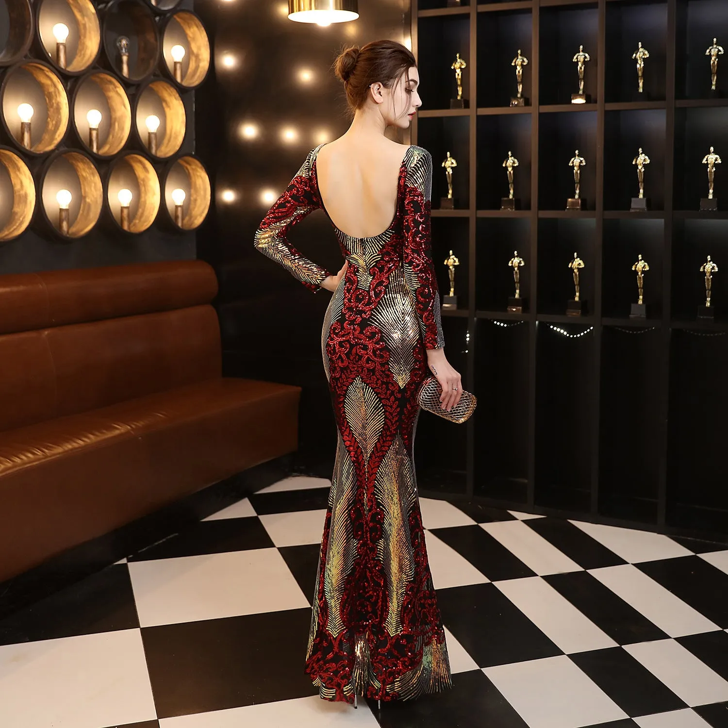 Clio-18197-Long Sequin Dress