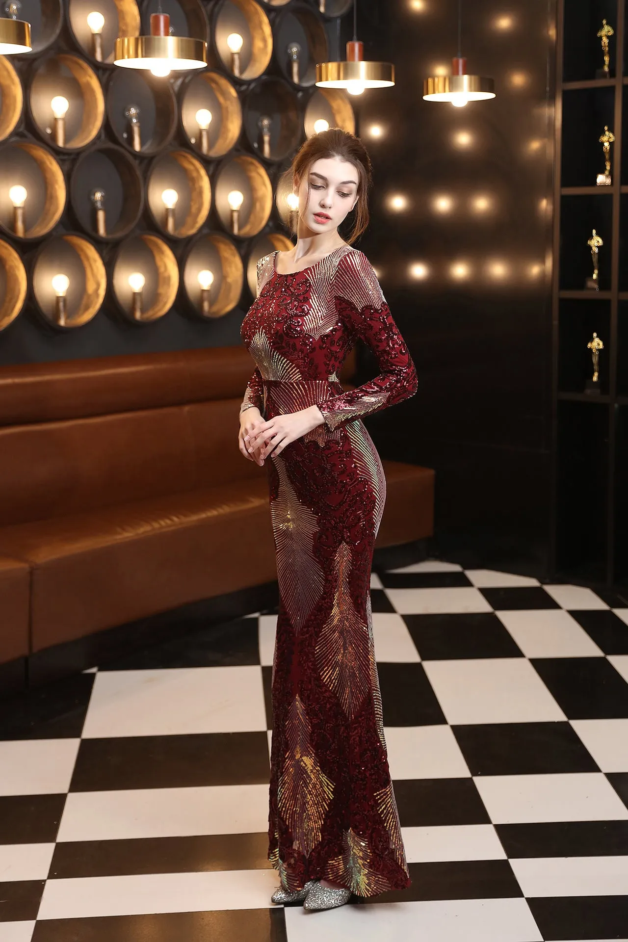 Clio-18197-Long Sequin Dress