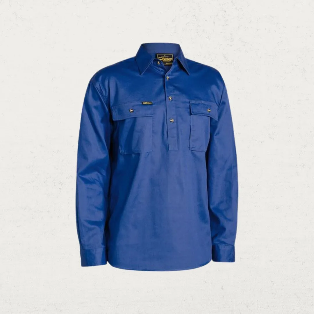 Closed Front Cotton Drill Long Sleeve  Shirt