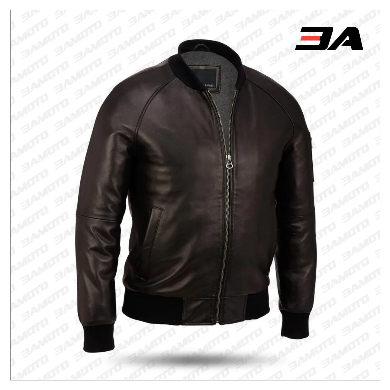 Contemporary Leather Varsity Bomber Jacket