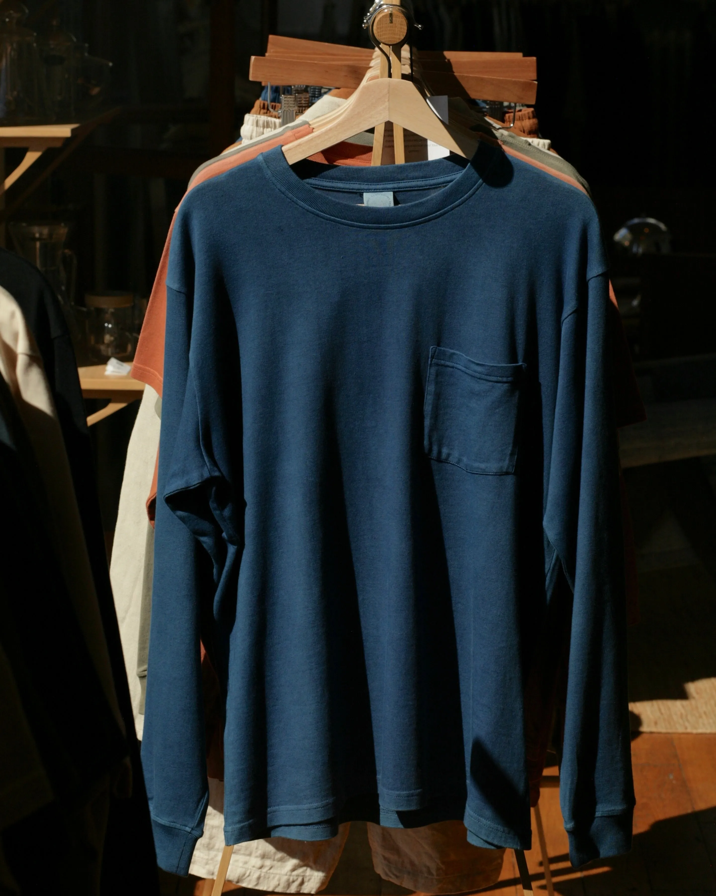 Cotton Long-sleeve T-Shirt | Organic Indigo Hand-dyed