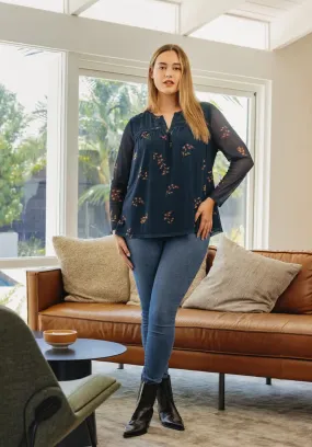 CURVY Amelie Long Sleeve Floral Top