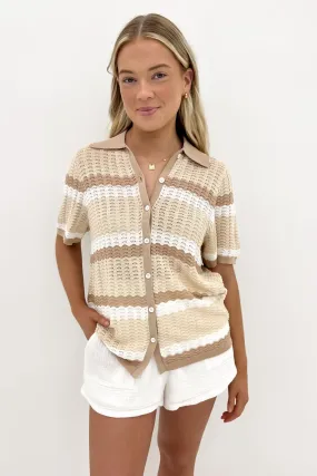 Dakota Knit Top Neutral Stripe