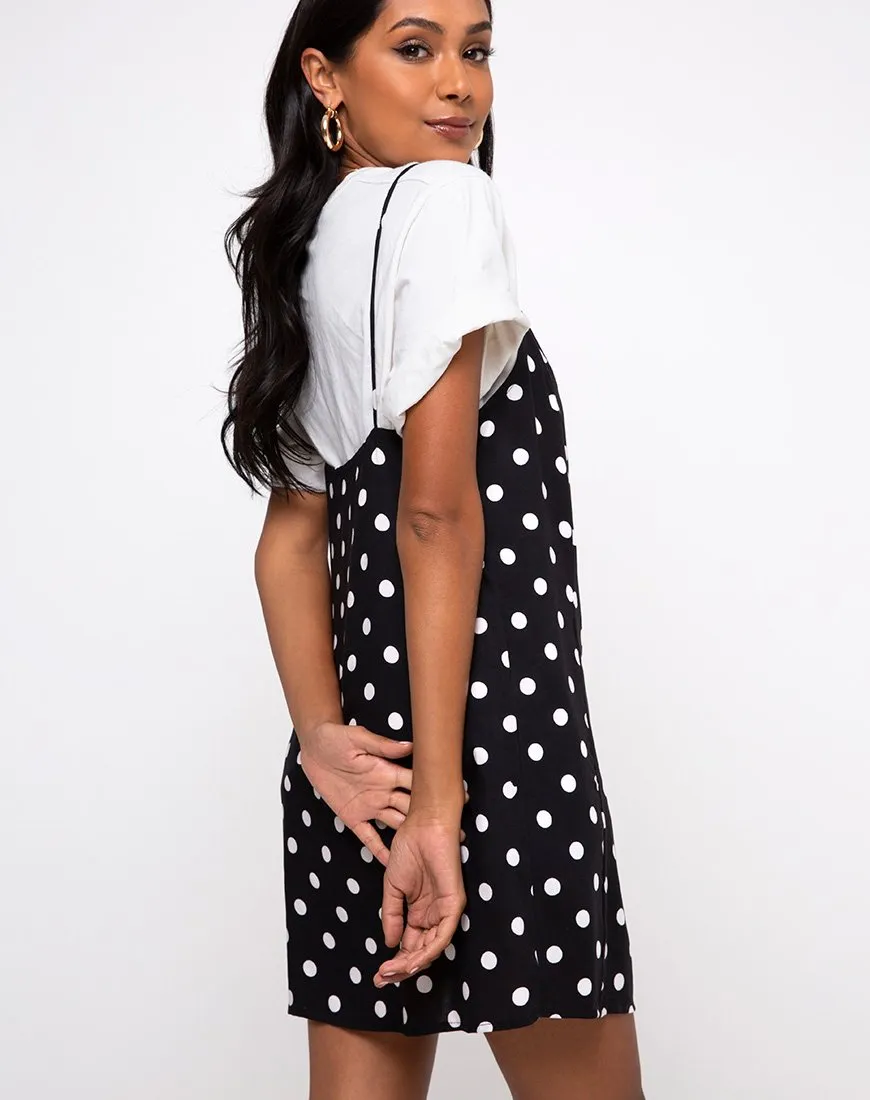 Datista Slip Dress in 80's Polka Black