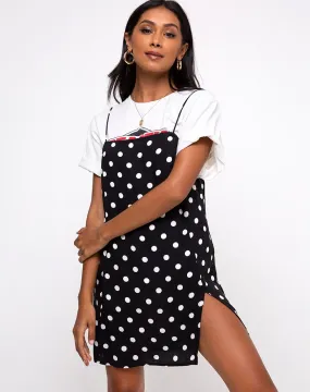 Datista Slip Dress in 80's Polka Black