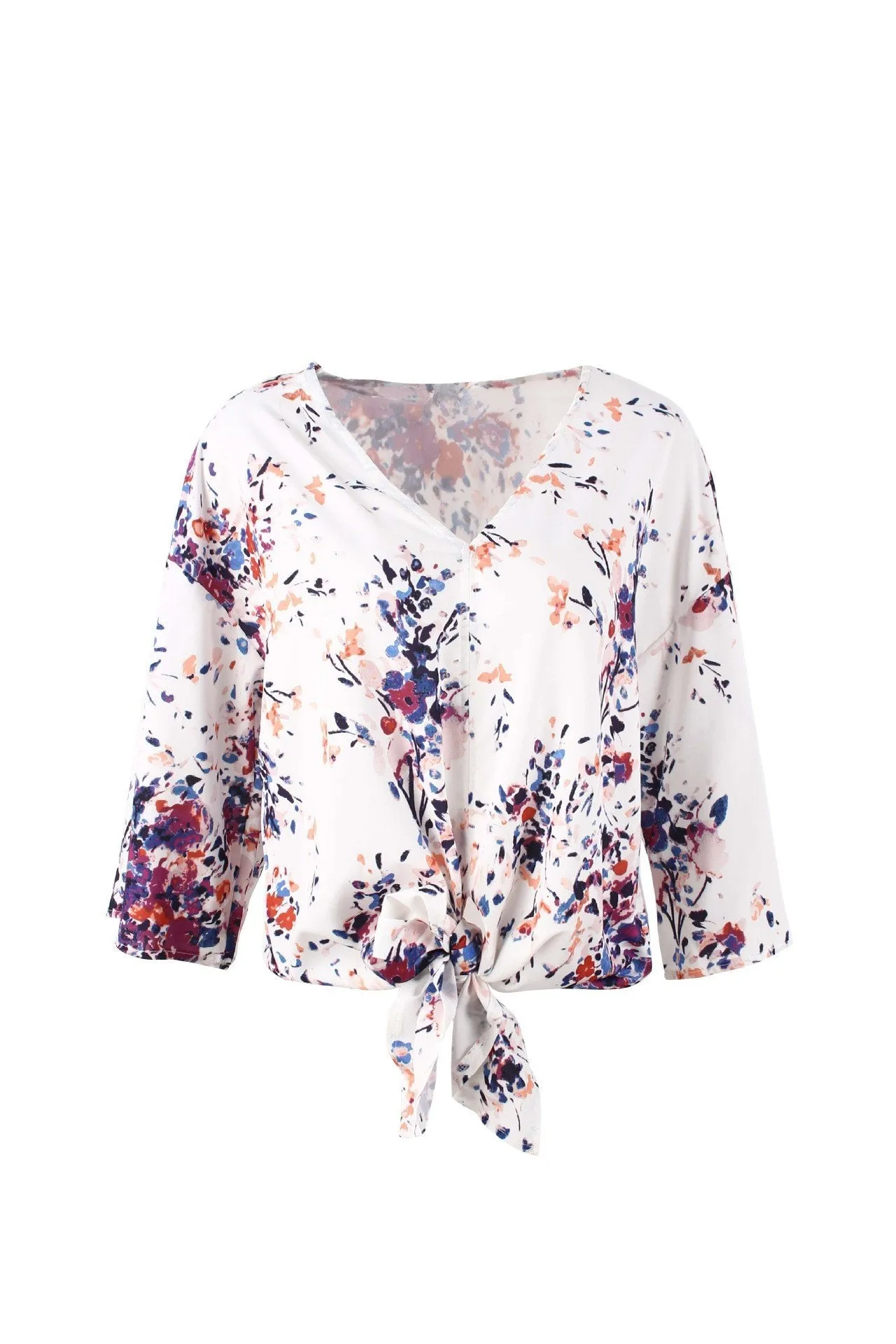 Digital Printed Floral Large Size Strap Fashion Chiffon Top