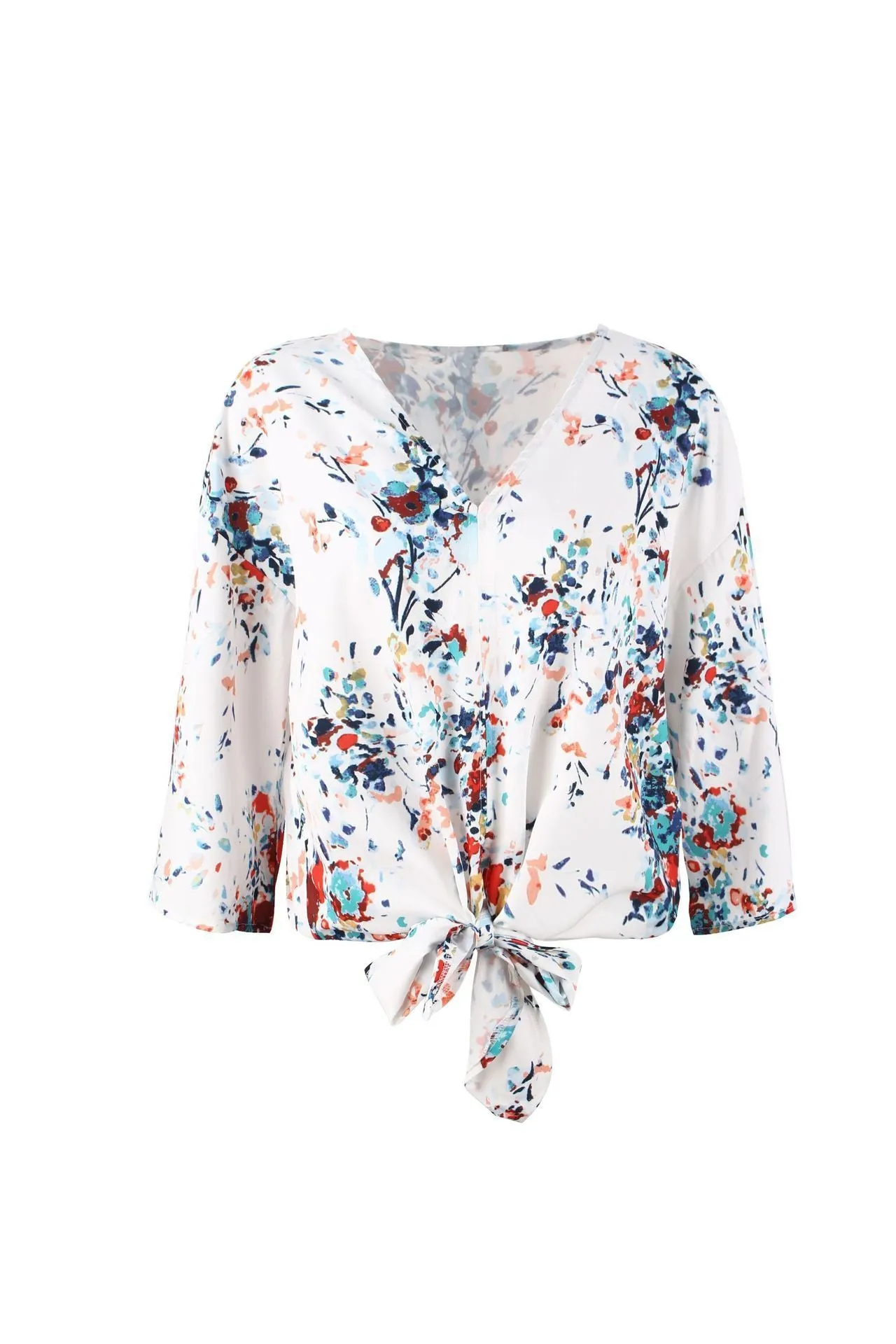 Digital Printed Floral Large Size Strap Fashion Chiffon Top