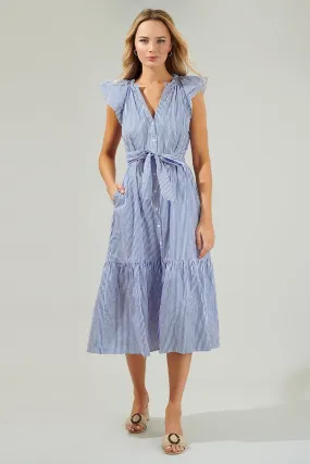 Dynamite Stripped Button Midi Dress