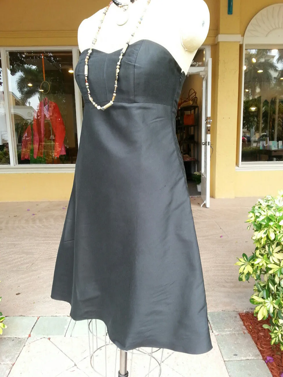 Empire Strapless Cocktail Dress Thai Silk Black