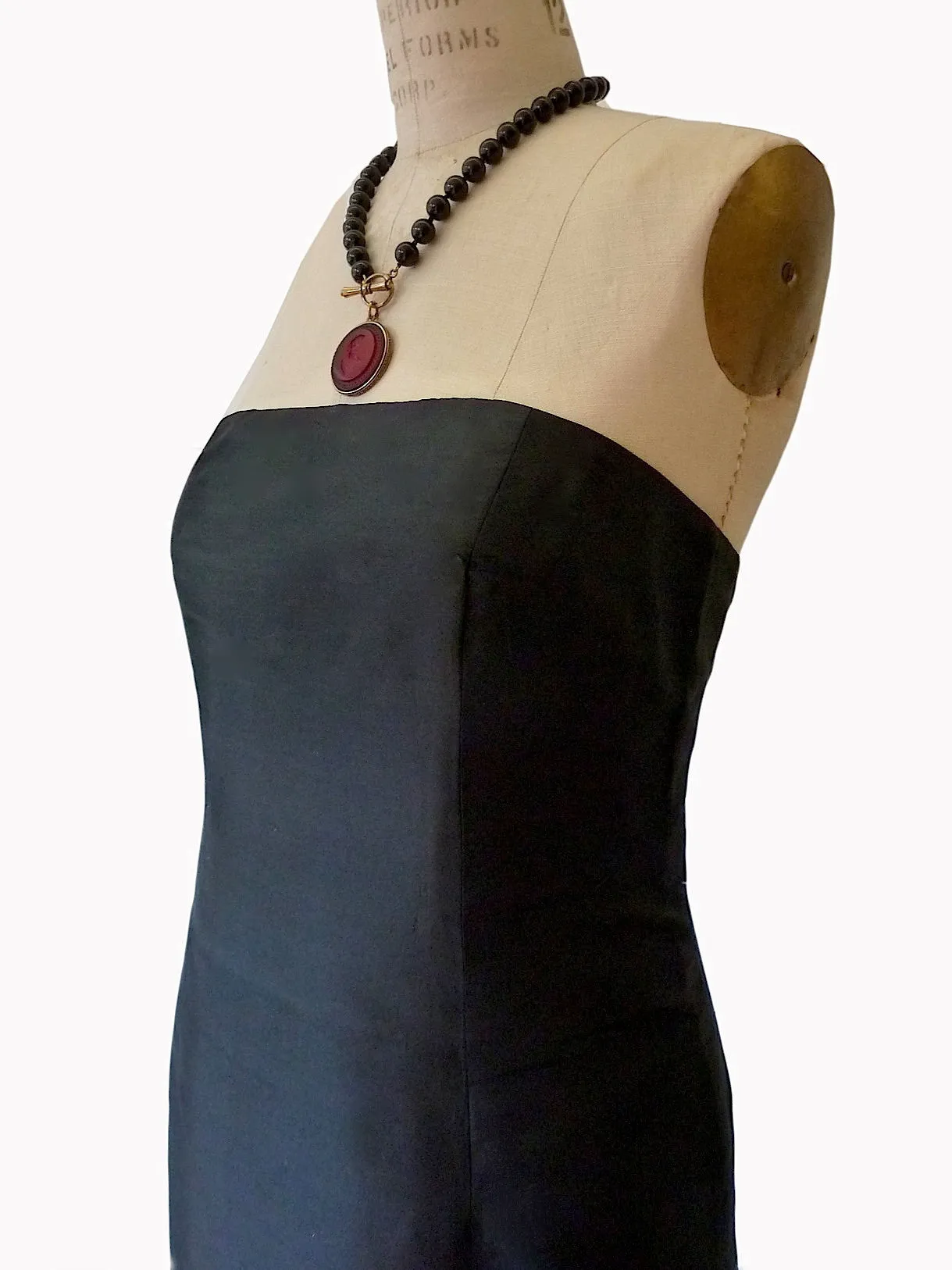 Empire Strapless Cocktail Dress Thai Silk Black