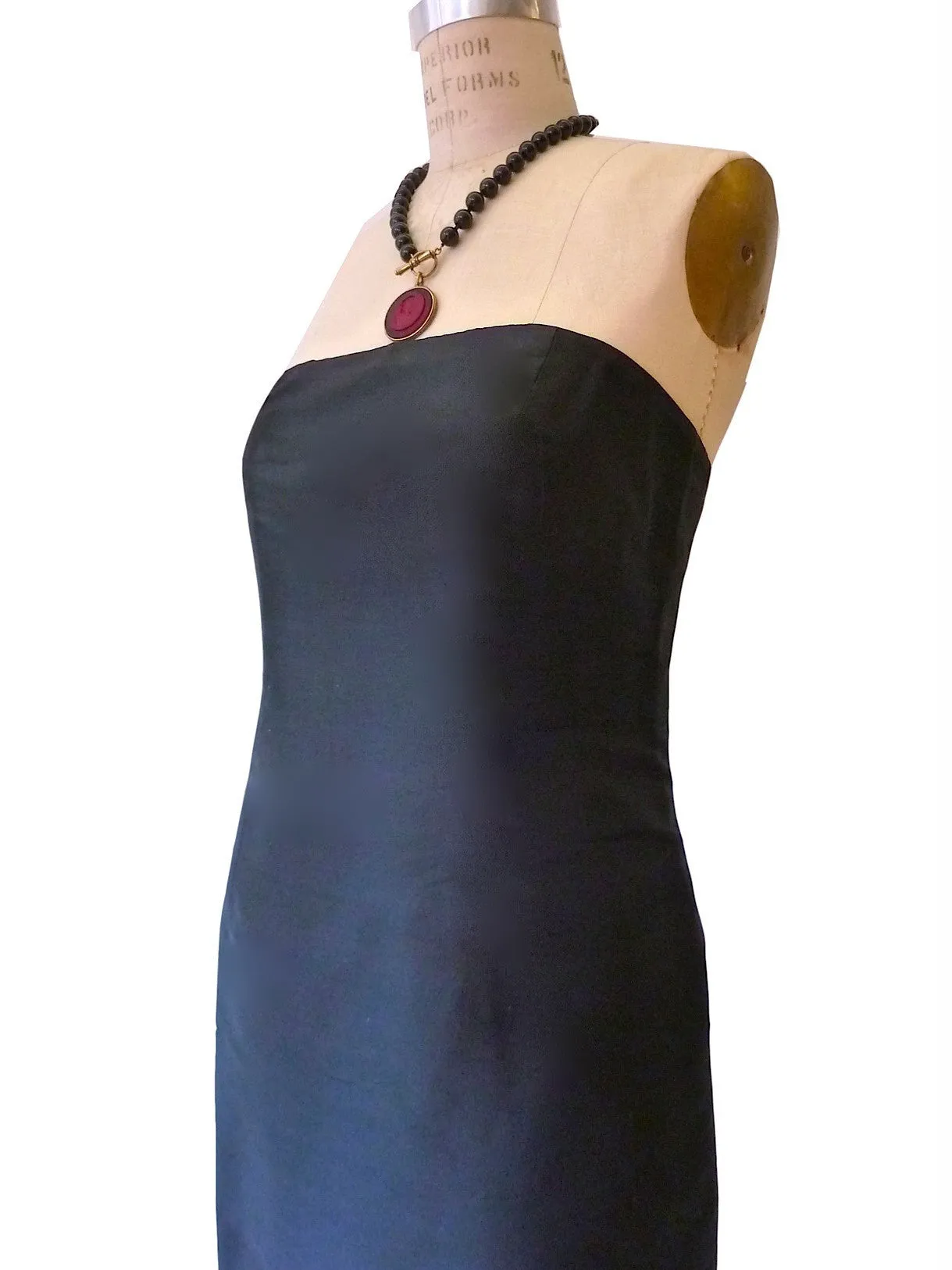 Empire Strapless Cocktail Dress Thai Silk Black