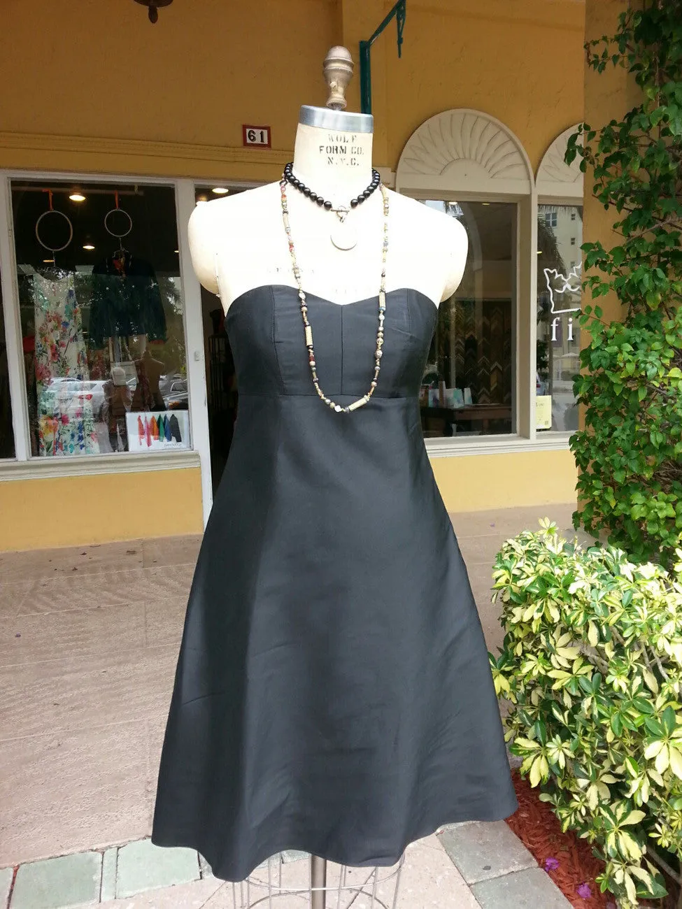 Empire Strapless Cocktail Dress Thai Silk Black