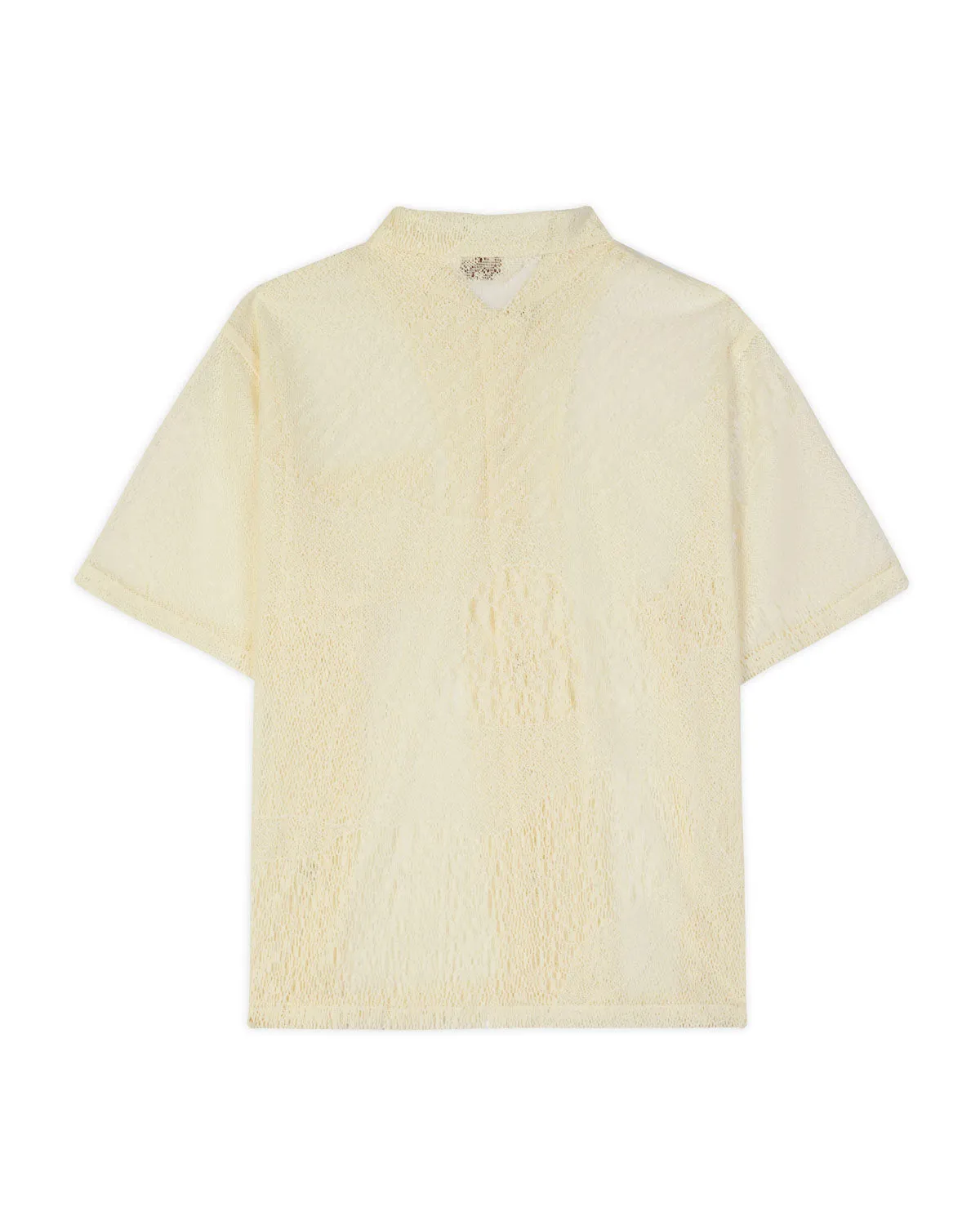 Engineered Mesh Short Sleeve Button Up - Natural