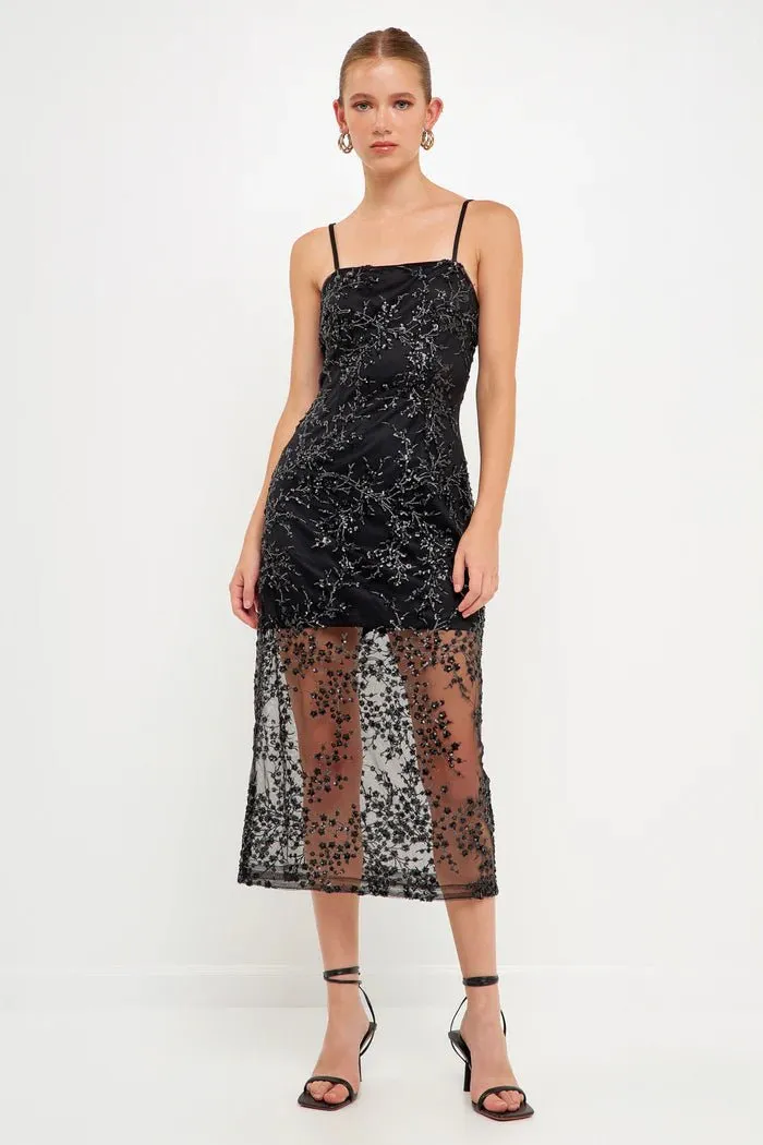 English Factory Sequins Embroidered Cocktail Dress