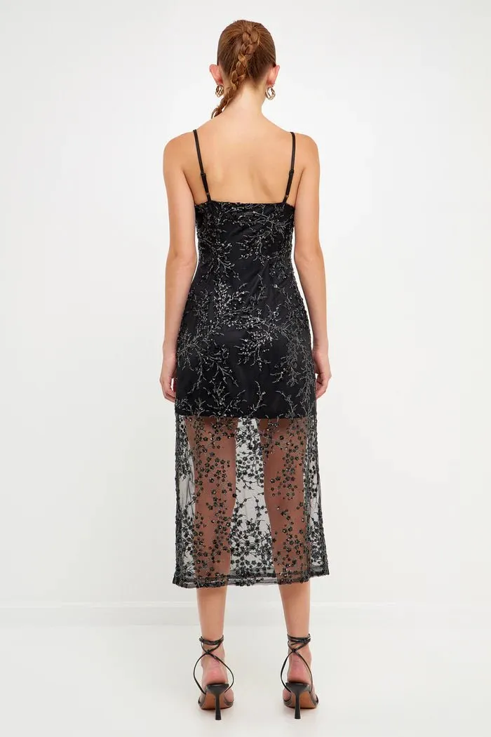 English Factory Sequins Embroidered Cocktail Dress