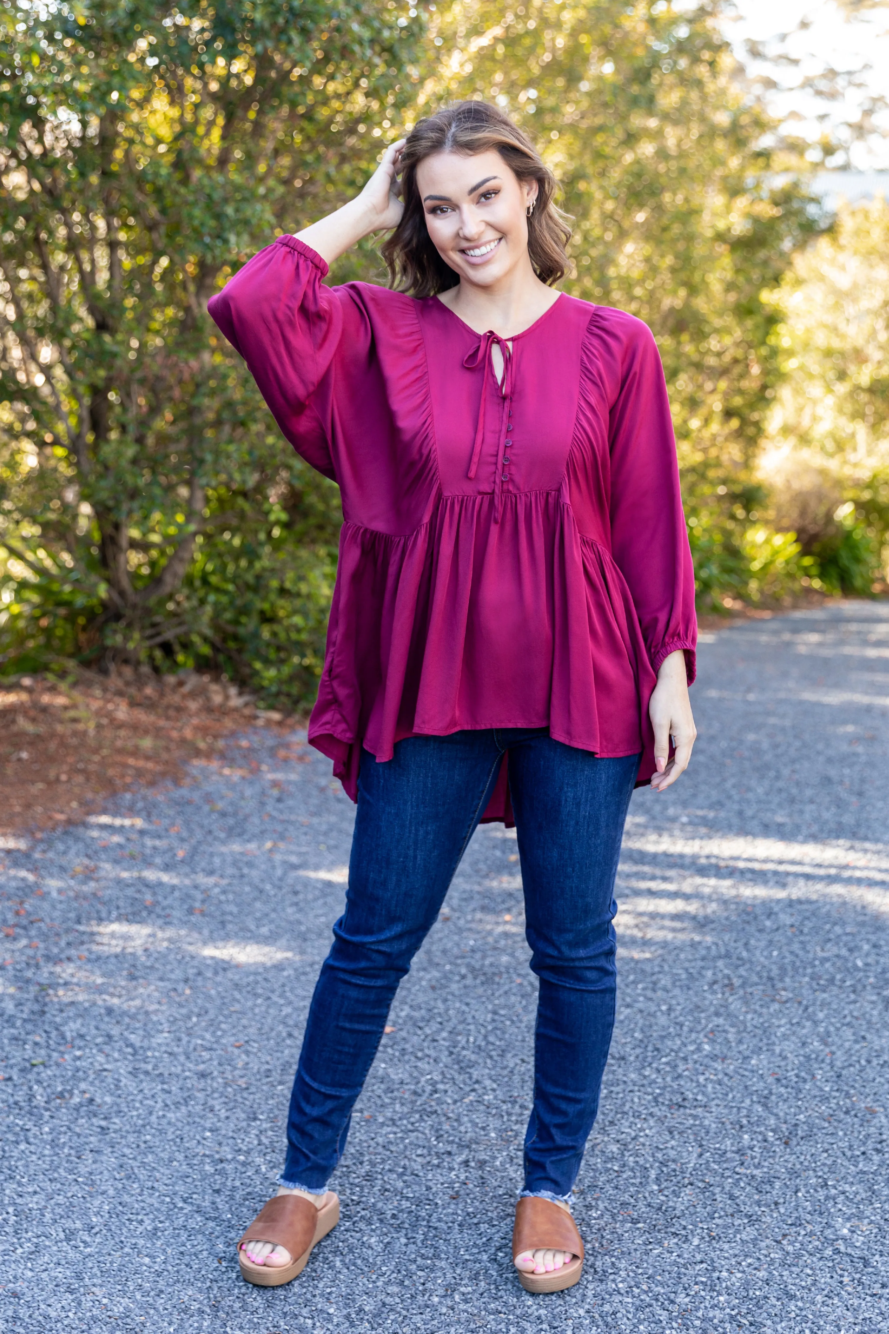 FINAL SALE Charlie Top in Merlot