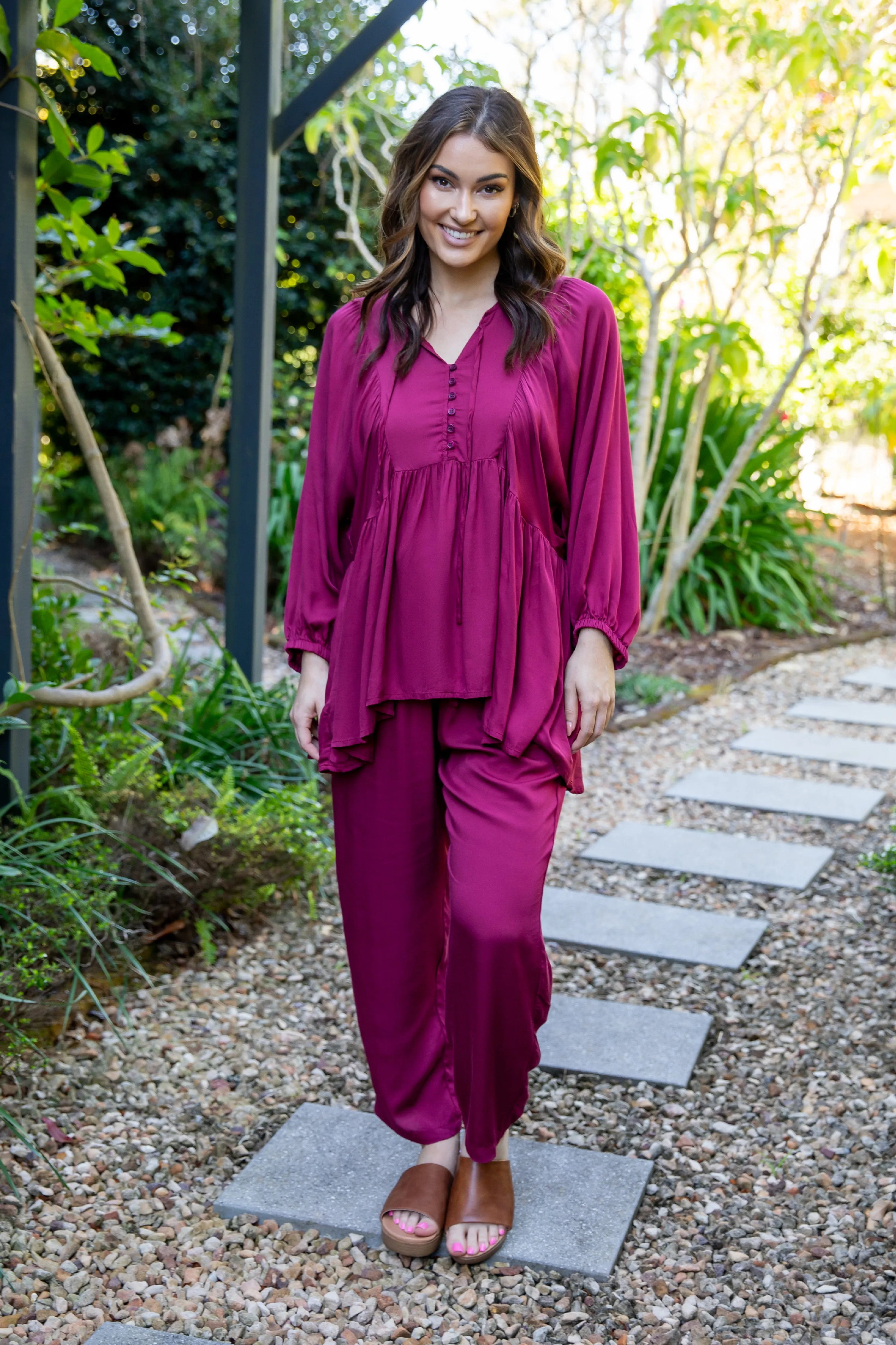 FINAL SALE Charlie Top in Merlot