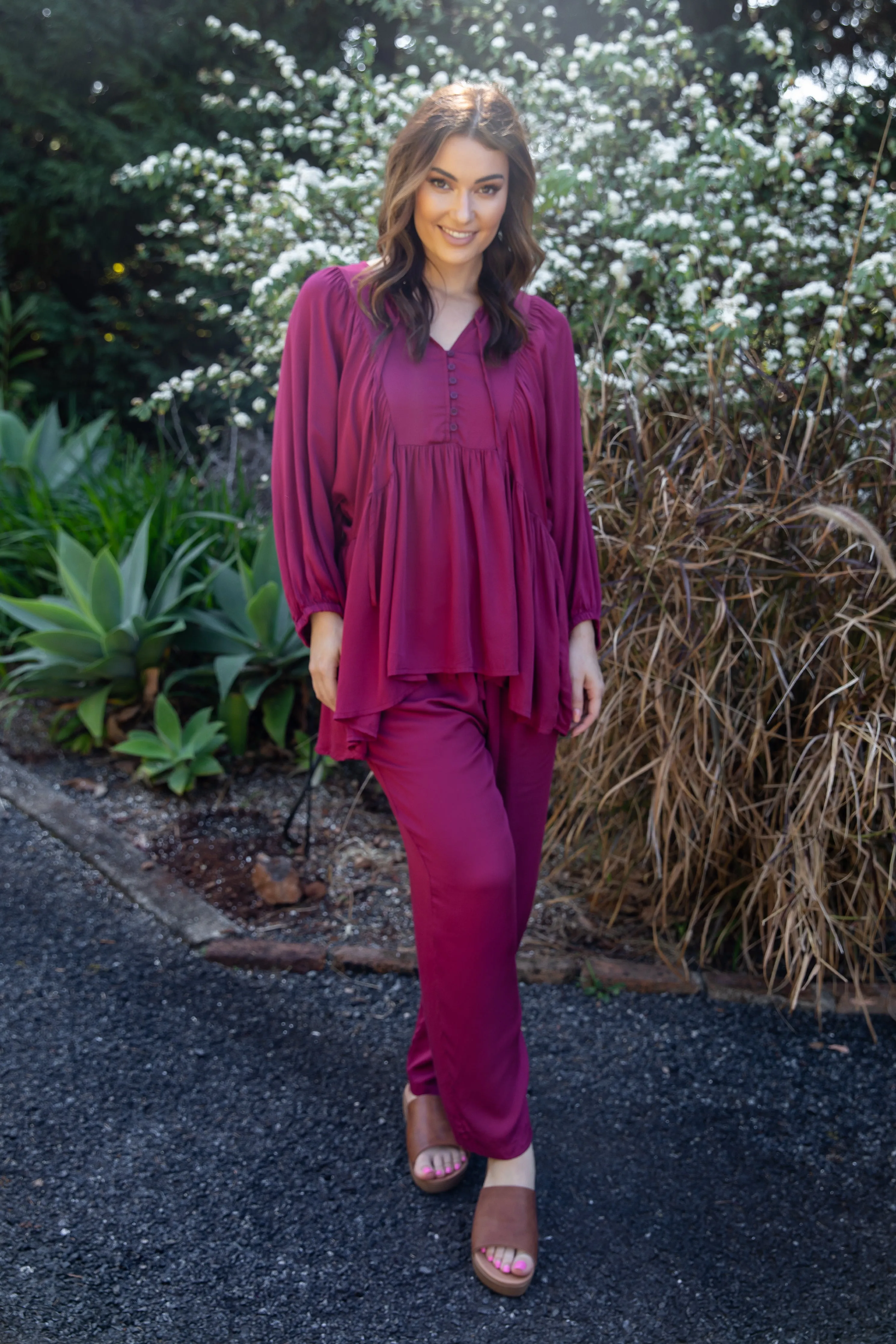 FINAL SALE Charlie Top in Merlot