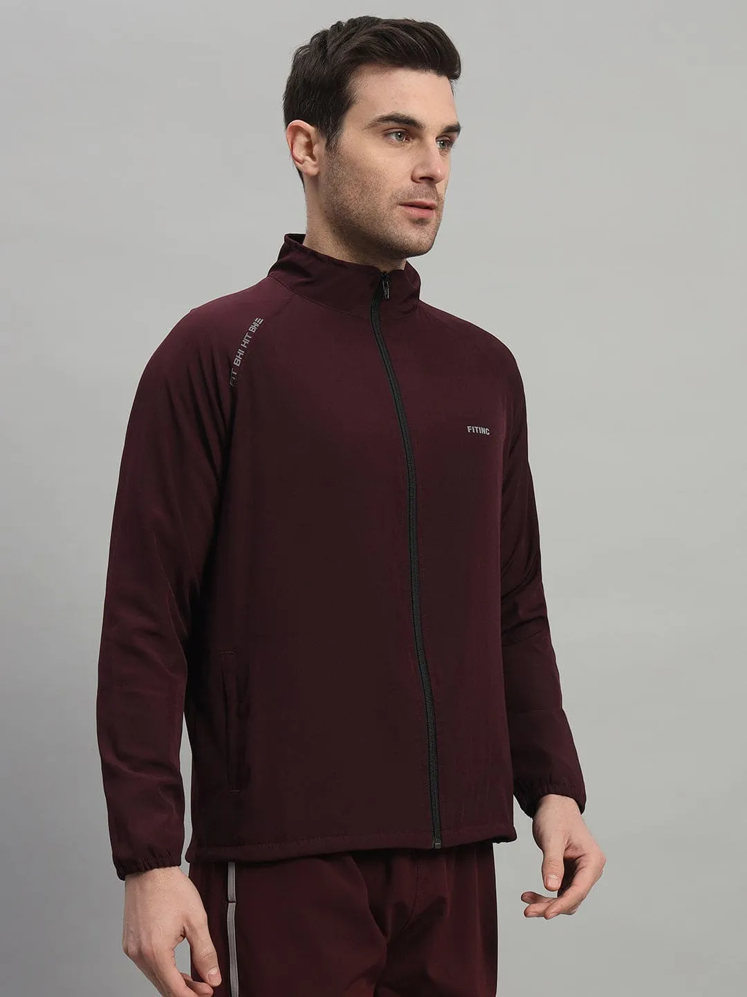 FITINC Sports Track Jacket for Men - Wine