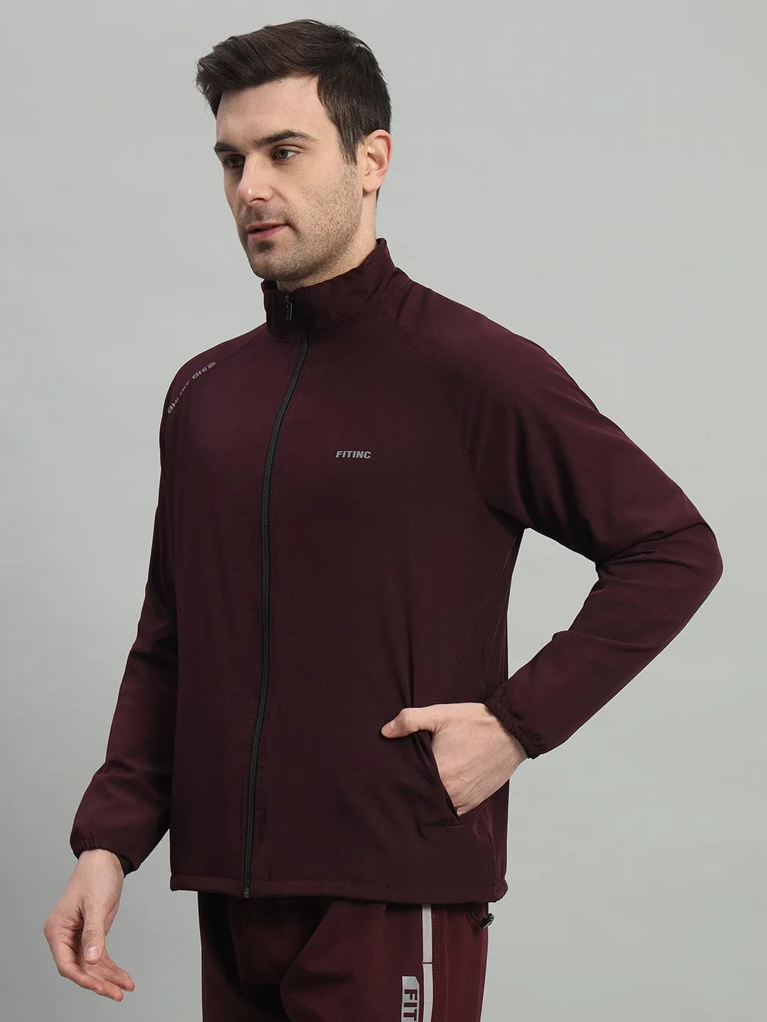 FITINC Sports Track Jacket for Men - Wine