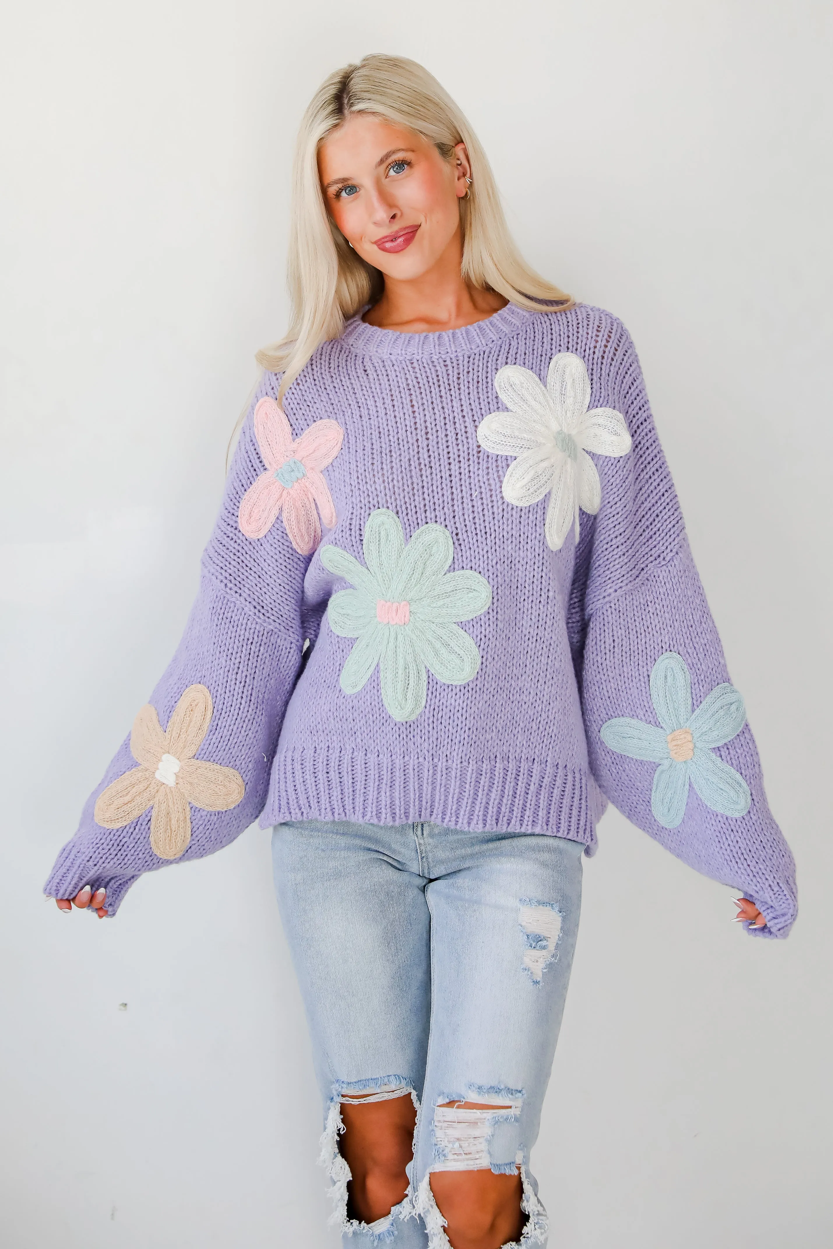 Flawless Impression Lavender Floral Sweater