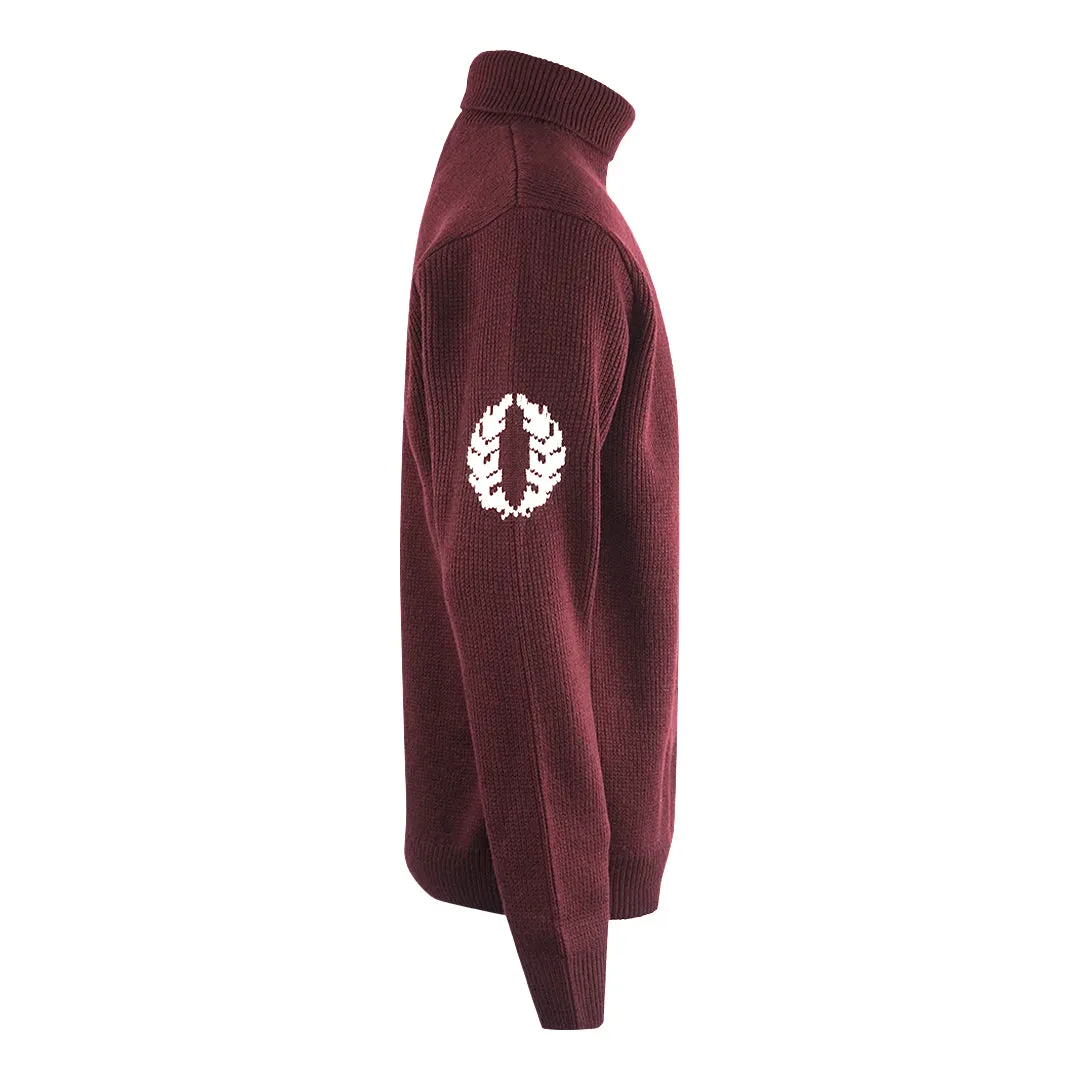 Fred Perry Laurel Wreath Roll Neck Oxblood Burgundy Jumper