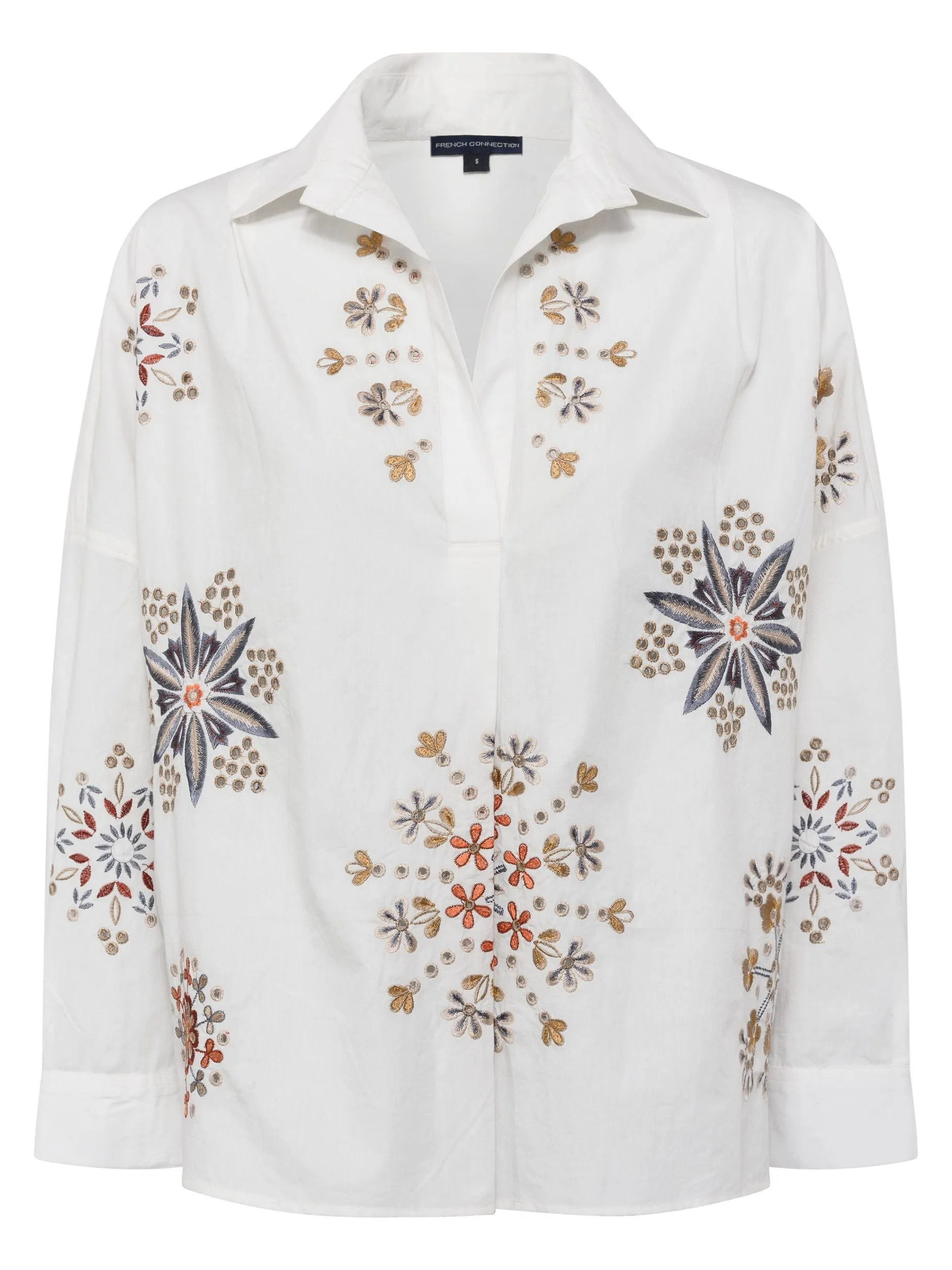 French Connection EZAN EMBROIDERED ORGANIC RHODES SHIRT 72SAX